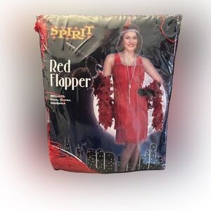 Women’s Spirit of Halloween Red Flapper Costume with Accessories Size L